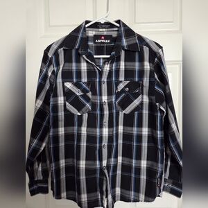 Airwalk boys blue and black Plaid Shirt.